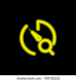 Stopwatch yellow glowing neon ui ux icon. Glowing sign logo vector