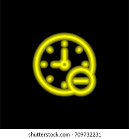 Stopwatch yellow glowing neon ui ux icon. Glowing sign logo vector