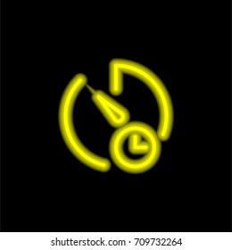 Stopwatch yellow glowing neon ui ux icon. Glowing sign logo vector