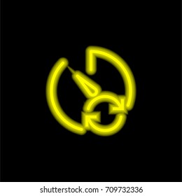 Stopwatch yellow glowing neon ui ux icon. Glowing sign logo vector