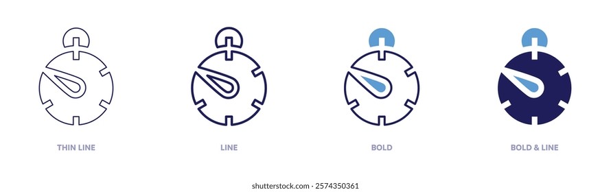 Stopwatch zone device icon in 4 different styles. Thin Line, Line, Bold, and Bold Line. Duotone style. Editable stroke.