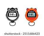 Stopwatches Clip Art Vector Illustrations Set, Timekeeping A Study in Form and Function, Measuring Time, Chronometer Styles Through Time Isolated Outline Icon Set.