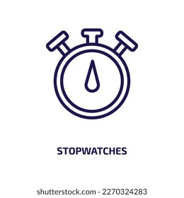 detiene el icono de la colección de interfaces de usuario. Paradas lineales delgadas, cronómetro, icono de contorno comercial aislado en fondo blanco. Signo de paro de vectores de línea, símbolo para web y móvil