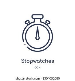 stopwatches icon from user interface outline collection. Thin line stopwatches icon isolated on white background.