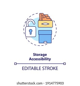 Storage Accessibility Concept Icon. Control Room Ergonomics Idea Thin Line Illustration. Equal Access From Standing And Seated Position. Vector Isolated Outline RGB Color Drawing. Editable Stroke