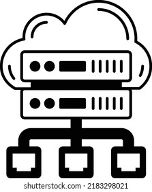 Storage area network Vector Icon Design, Cloud Processing Symbol, Computing Services Sign, Web Services and Data Center stock illustration, on premises cloud based LAN Concept