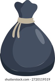Saco de saco de armazenamento, bolsa azul escuro amarrado com corda grossa. Recipiente para sacos de grande capacidade para uso industrial ou doméstico. Saco de armazenamento para carga
