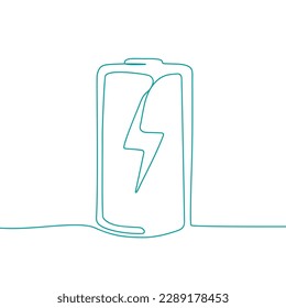 Storage battery continuous line art. Doodle vector illustration.