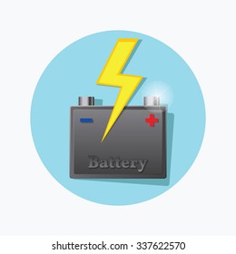 Storage battery flat icon. Vector. 