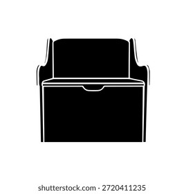 Silueta del banco y del tronco del almacenamiento, muebles versátiles de la entrada para la Organización, Ilustración vectorial negra