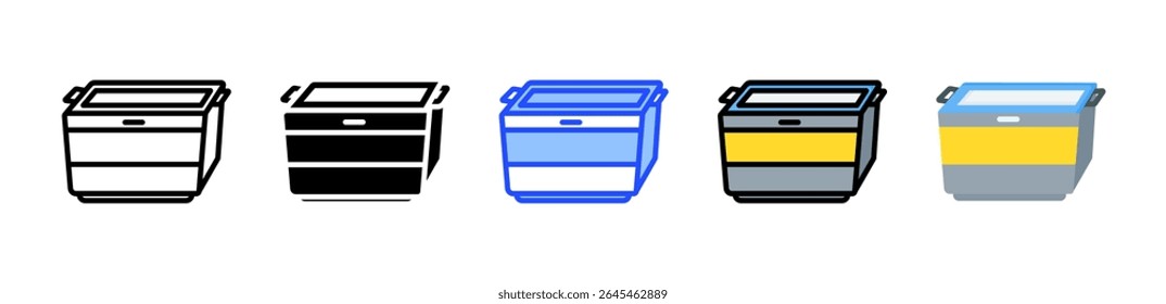 Storage Bin Icon Collection With Multiple Styles