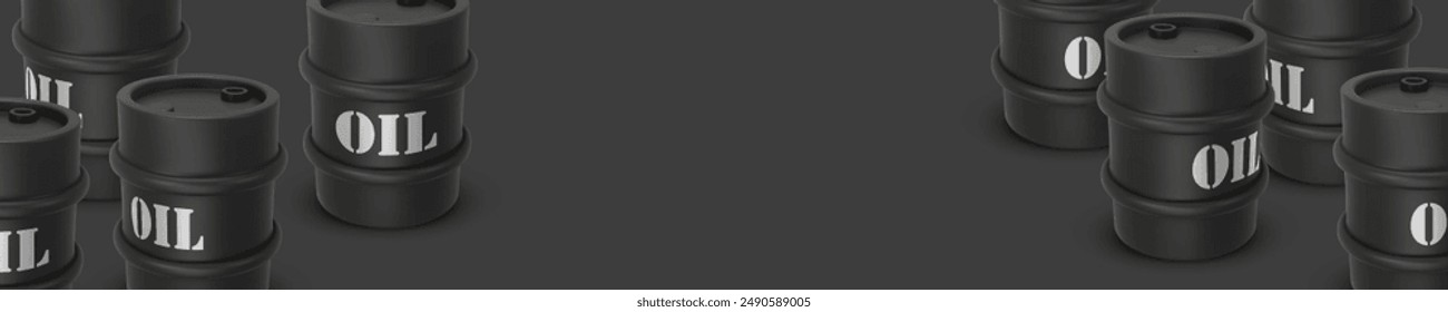 Aufbewahrung der schwarzen Metalltrommel. 3D-Rendering Vektorillustration isoliert auf Weiß. Barrel Öl. Gefährliche chemische Flüssigkeiten, entzündliche Gase, Toxine, Öle, radioaktive Abfälle. Ölindustrie, Benzinzeichen