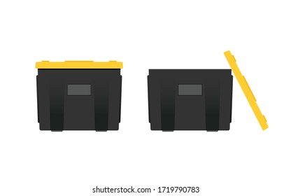 Storage Box, Storage Boxes, Stack of Black and Yellow Moving Box Storage Container Vector Illustration Background