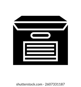 storage box cardboard packaging glyph icon vector. storage box cardboard packaging sign. isolated symbol illustration