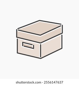 storage box cartoon flat line art. Illustration of storage box, perfect for needs related to container, store, package, warehouse, and more.
