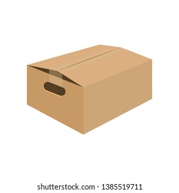 Storage box cartoon illustration. Paper package with hand holes. Cardboard box concept. Vector illustration can be used for topics like packaging, file storage, moving