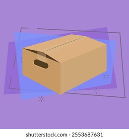 Storage box cartoon illustration. Paper package with hand holes. Cardboard box concept. Vector illustration can be used for topics like packaging, file storage, moving