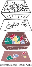 A storage box containing precious crystals Vector