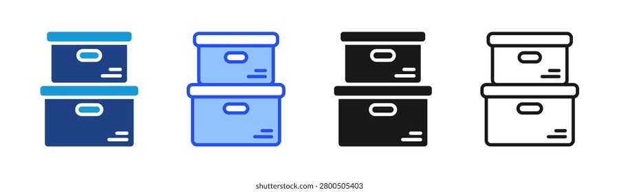 Storage Box icon set multiple style collection