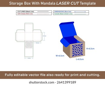 Storage Box With Mandala Pattern Dieline Template