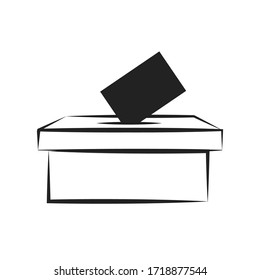 Storage Box Outline. Voting Ballot Box. Election Box. Vector Illustration Background