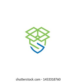Storage box security icon or logo in modern line style for web site design and mobile apps. Vector illustration on a white background.