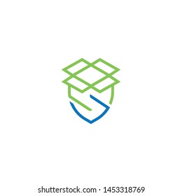 Storage box security icon or logo in modern line style for web site design and mobile apps. Vector illustration on a white background.