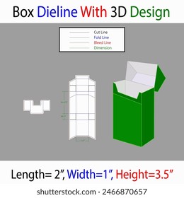  Caja de almacenamiento2x1x3.5 pulgadas Plantilla de línea de diesel con diseño 3d archivo de Vector editable