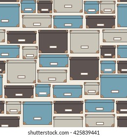 Storage boxes. Seamless vector pattern.