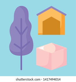 storage building with box and tree plant