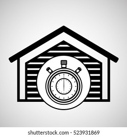 storage building service clock timer vector illustration eps 10