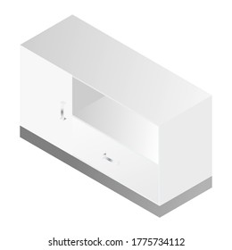 Storage cabinet isolated on white background. Isometric interior room furniture vector illustation.