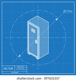 storage cabinet isometric 3d blueprint icon 