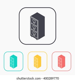 storage cabinet isometric 3d color icon set 