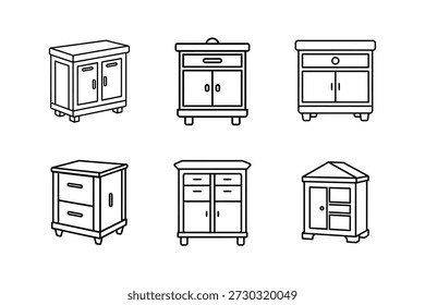ilustração de vetor de arte de linha de gabinete de armazenamento isolado
