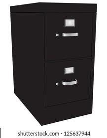 Storage cabinet office files with two drawers. Vector illustration.