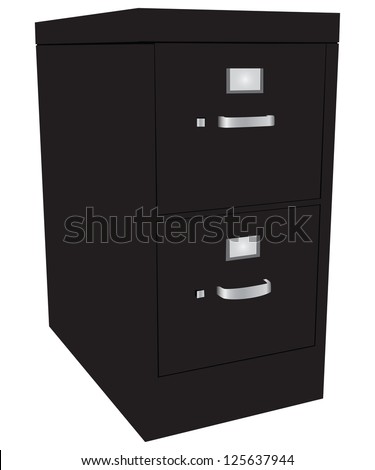 Storage cabinet office files with two drawers. Vector illustration.