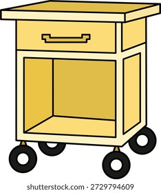 Gabinete de armazenamento com ilustração de rodas