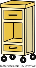 Gabinete de armazenamento com ilustração de rodas