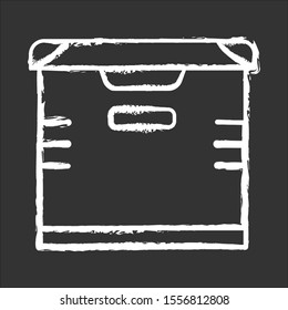 Storage chalk icon. Chest. Box for storing goods. Allocated space in warehouse for keeping things. Apartment amenities. Isolated vector chalkboard illustration