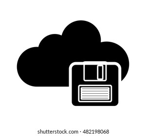 storage cloud and floppy disk icon