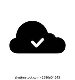 Storage Cloud Icon. Storage Cloud Illustration With Check Mark.