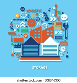 Storage concept design on blue background,clean vector 