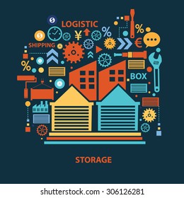 Storage concept design on dark background,clean vector