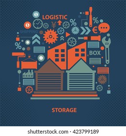 Storage concept design on dark background,vector