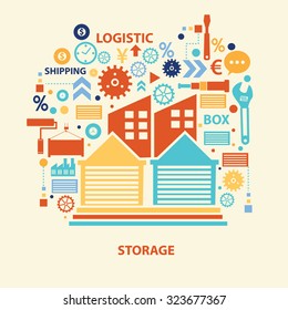Storage concept design on old background,clean vector
