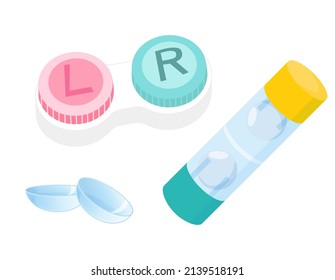 Storage container for contact lenses. Vector illustration.