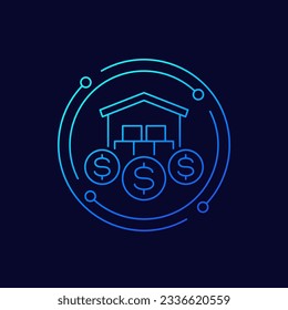 Speicherkosten-Symbol mit Lager in linearem Design