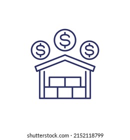 Costos de almacenamiento, icono de línea de pagos