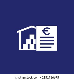 Lagerhaltungskosten, Zahlungen für die Lagerung des Inventarsymbol mit Euro